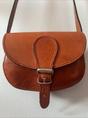 Mini leather saddle crossbody bag brown silver coin purse